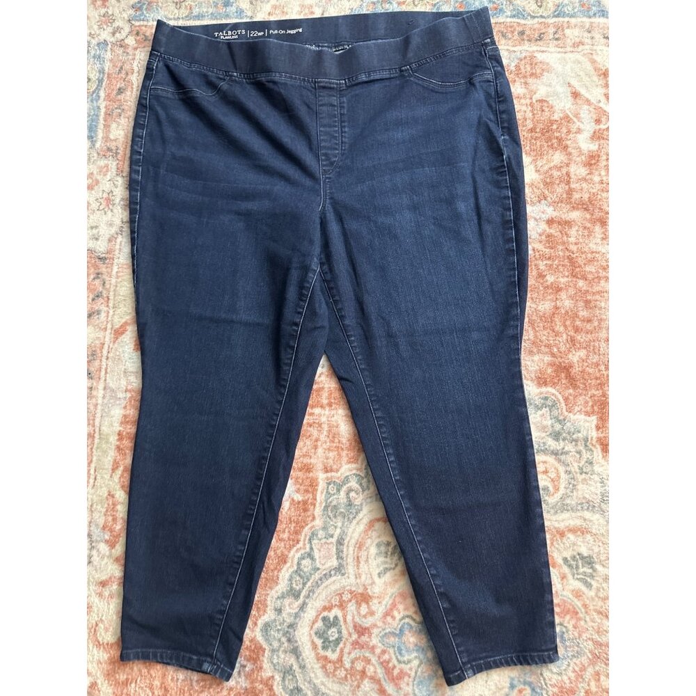 Talbots Flawless Pull-On Jegging 22WP Dark Wash Stretch Denim Comfort Everyday